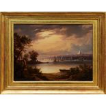 Edouard Auguste Nousveaux (1811-1867) oil on canvas - view of Istanbul across the Bosphorus, signed