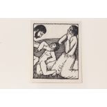 Eric Gill (1882-1940) wood engraving, Slaughter of the innocents,1914, (Skelton P18), 5.8 x 4.3cm