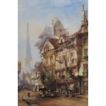 Thomas Dibden (1810-1893) watercolour, A street in Rouen, signed and dated 1870, 53 x 36cm, framed .