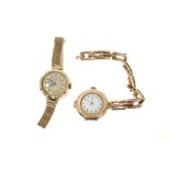 Two ladies' 9ct gold wristwatches