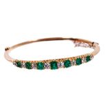 Victorian emerald and diamond bangle, emeralds 1.89cts, estimated total diamond weight 1.36cts