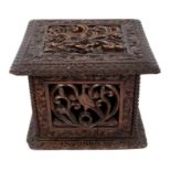 18th century Continental carved oak carriage warmer
