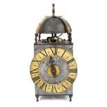 17th century and later thirty-hour iron framed lantern clock with verge movement