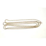 Edwardian 9ct gold guard chain / long chain of belcher links