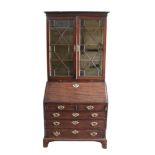 George III mahogany bureau bookcase