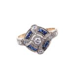 Art Deco-style sapphire and diamond ring