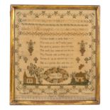 Good early Victorian needlework sampler signed and dated 1844