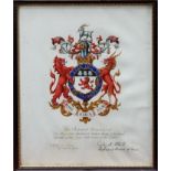 Edwardian watercolour and gold paint armorial for Arthur, Duke of Bedford, dated 1902 and signed by