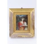 Marianne Graham (early 20th century), portrait miniature of woman wearing mediaeval attire