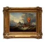 William Garthwaite (1821-1899) oil on canvas - French trawlers coming into harbour, signed and