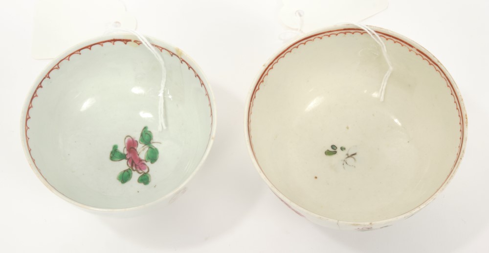 Two 18th century Pennington Liverpool polychrome tea bowls - Image 2 of 3