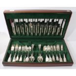 Canteen of Georgian/Victorian silver cutlery - twelve settings, other silver-handled knives