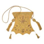 Early 19th century Tibetan gold stitched purse