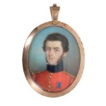English School, mid-19th century, miniature on ivory of an Officer named as Charles Wake