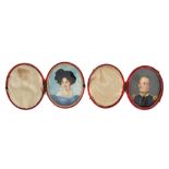 French School, early 19th century, pair of miniature portraits on ivory of an officer and his wife