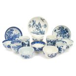 Collection of 18th century Worcester blue and white tea and coffee wares