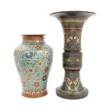 Two antique Chinese cloisonné enamel vases