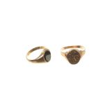 Gold (9ct) signet ring and gold (9ct) black onyx ring