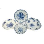 Collection of 18th century Worcester blue and white pinecone pattern wares