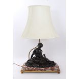 Continental bronze and marble lamp