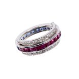 Diamond, sapphire and ruby eternity ring