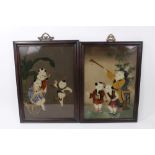 Pair of early 20th century Chinese reverse painted pictures on glass