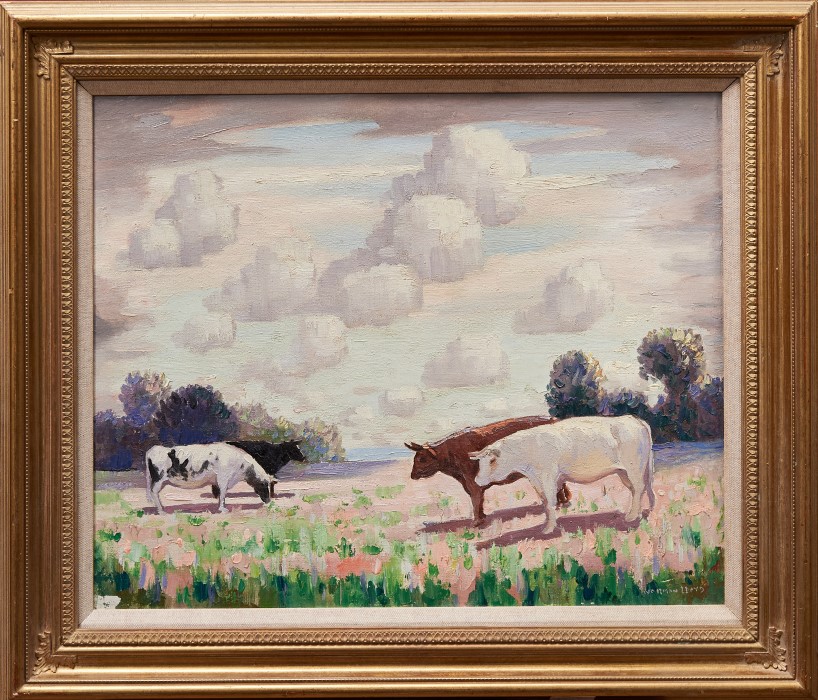 *Norman Lloyd (1894-1983) oil on canvas - cattle grazing, signed, in gilt frame, 44cm x 54cm