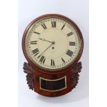 William IV wall clock with eight day single fusee movement