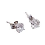 Pair of diamond stud earrings, estimated total diamond weight 1.04cts