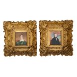 English School, circa 1825, pair of portrait miniatures of a lady and gentleman