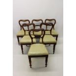 Set of six William IV rosewood hoop back dining chairs, each with slip in seat on faceted turned