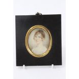 19th century English School portrait miniature on ivory of a lady named as Hon. Elizabeth Vaughan