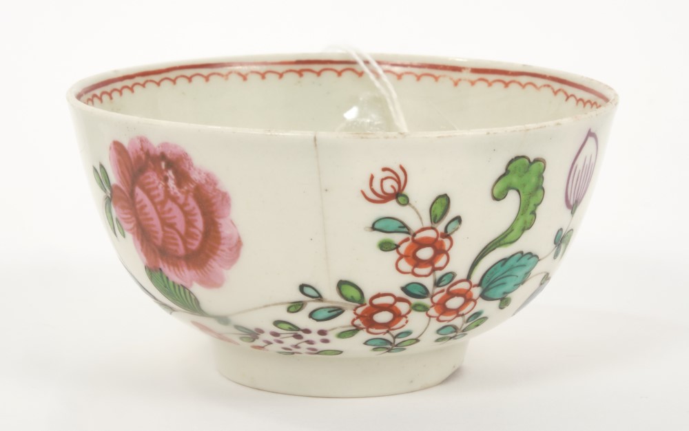 Two 18th century Pennington Liverpool polychrome tea bowls - Image 3 of 3