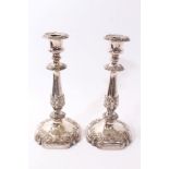 Pair of Old Sheffield Plate candlesticks, by Roberts, Cadman & Co.