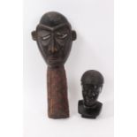 Madagascan carved ebony bust and an African mask