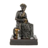 Leon Pilet (1836-1916) bronze and parcel gilt figure of a seated lady