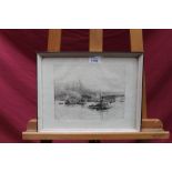*Rowland Langmaid (1897-1956) signed etching - London Bridge with St Pauls, in glazed frame, 24cm x