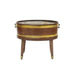 Georgian mahogany brass bound planter, on stand