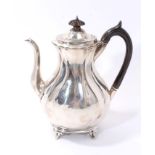 Edwardian silver coffee pot of baluster form