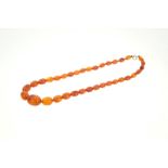 Old natural amber necklace, 25.6g