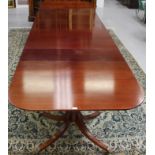 Impressive Regency-style four pedestal mahogany dining table by Redman & Hales