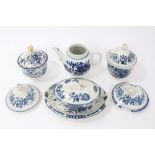 Group of 18th century Worcester blue and white porcelain