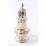 Fine quality contemporary silver sugar caster of baluster form, in the Georgian-style, London 1958