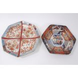 19th century Japanese Imari hexagonal bowl and similar octagonal plate