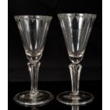 Pair 18th century Continental wine glasses