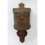 Victorian mahogany and brass bound offertory box, gallery back bearing legend