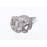 Art Deco-style diamond three stone ring, estimated total diamond weight 1.40cts
