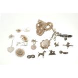 Victorian silver necklace and quantity of silver and white metal jewellery