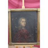 18th century English school oil on canvas - portrait of a nobleman wearing a wig and red cloak, in