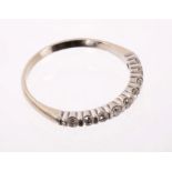 French 18ct white gold diamond half eternity ring